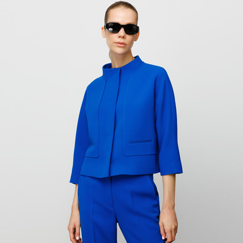 Dik Yaka Puntolu Kısa Ceket