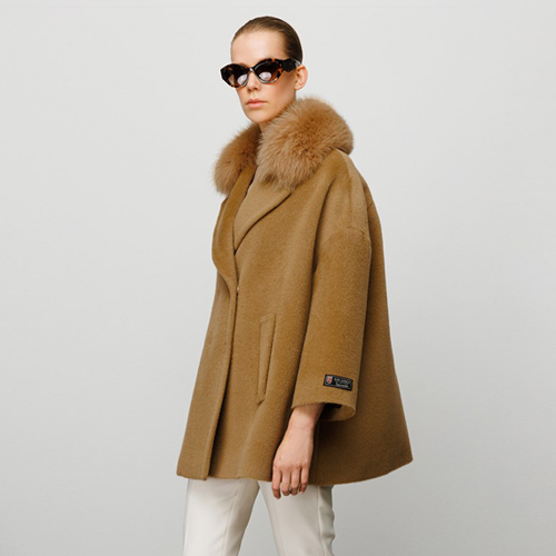 Yakası Kürklü Kısa Alpaka Kaban