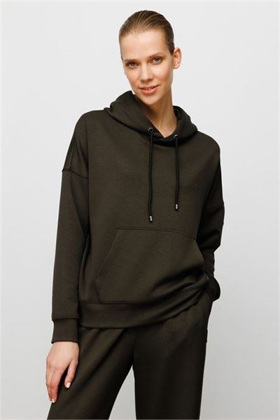 Yeşil Kapüşonlu Cepli Sweat